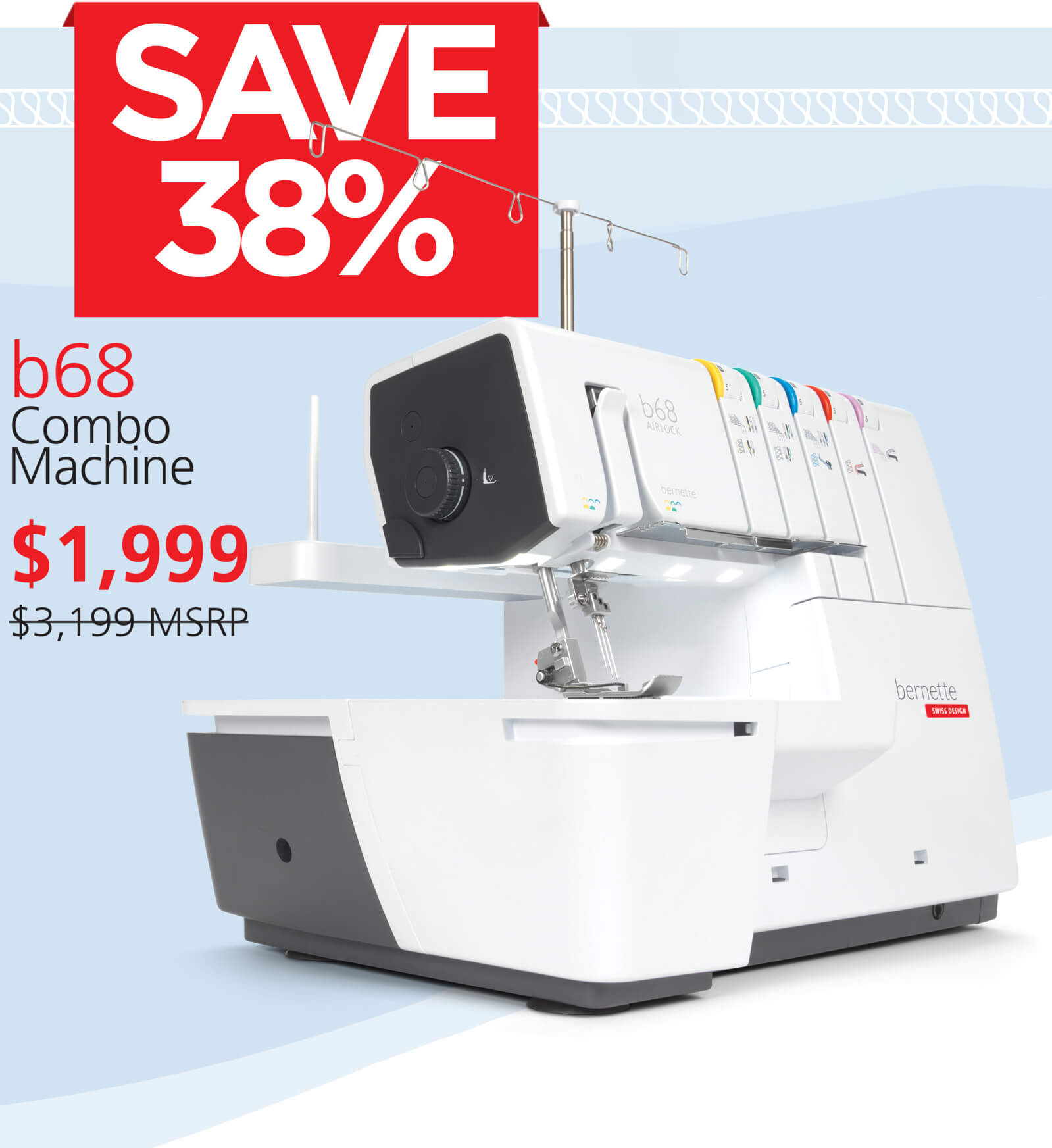 bernette b68 AIRLOCK Serger Overlock Coverstitch Combo Machine available at ShopNZP.com from Nancy Zieman Productions