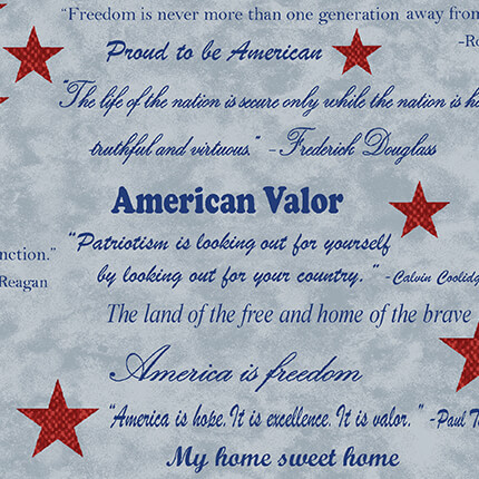 American Valor Fabric by Cheryl Haynes for Benartex Designer Fabrics are available at ShopNZP.com Nancy Zieman Productions American Valor Fabric by Cheryl Haynes for Benartex Designer Fabrics are available at ShopNZP.com Nancy Zieman Productions