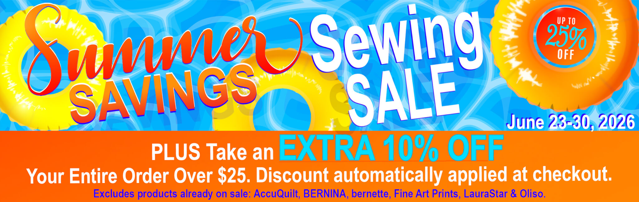 Shop our newly expanded selection of sewing notions, quilting tools, fabrics, machine embroidery supplies, and more, and SAVE up to 25% Off plus Take An Extra 10% orders over $25 at ShopNZP.com! Exclusions Apply.