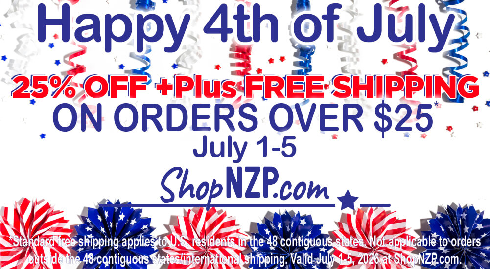 Happy 4th of July! 25% OFF, plus FREE SHIPPING on orders over $25at ShopNZP.com Nancy Zieman Productions, July 1-5, 2026