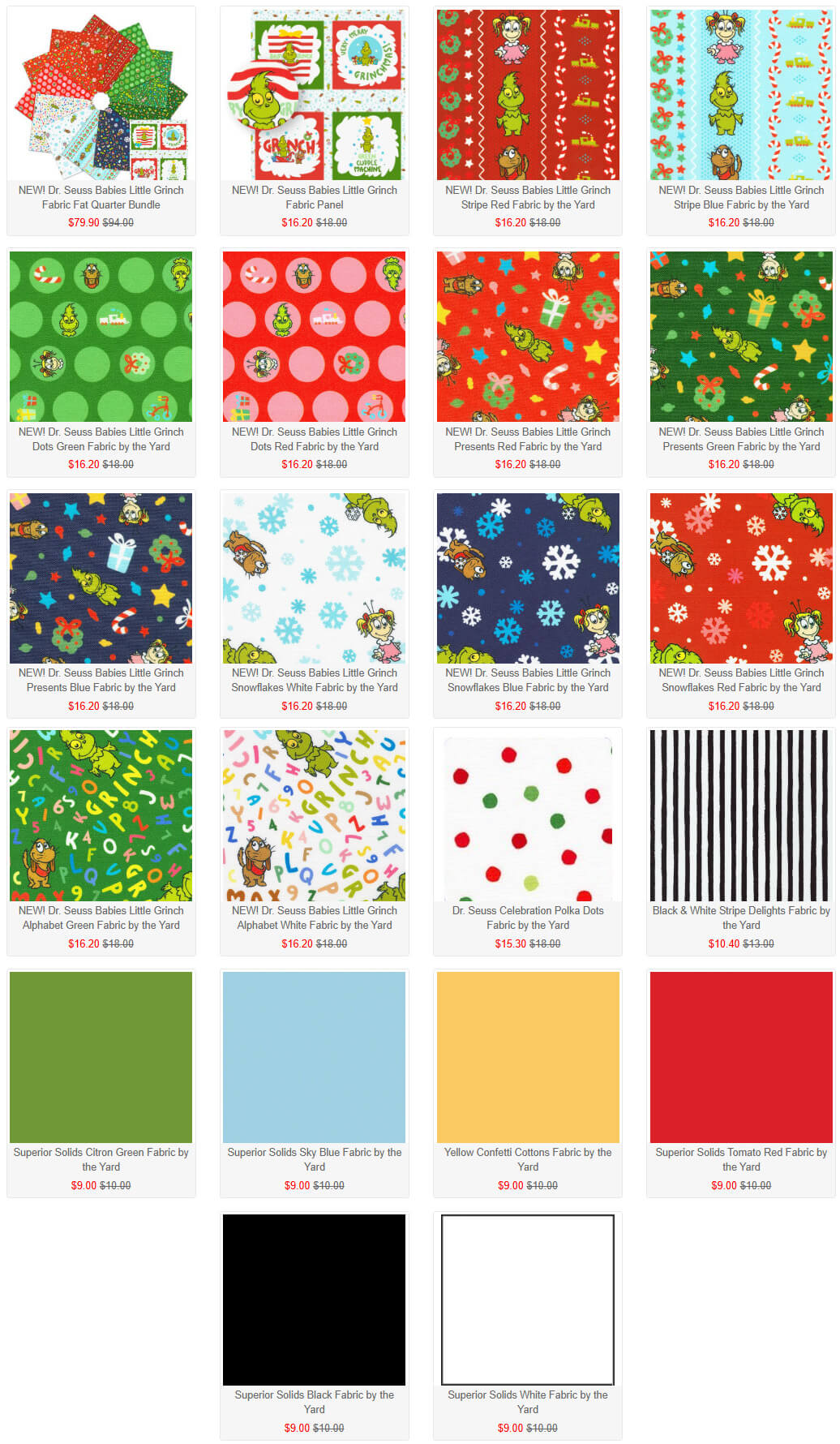 Dr. Seuss Babies Little Grinch Fabrics available at ShopNZP.com Nancy Zieman Productions Dr. Seuss Babies Little Grinch Fabrics available at ShopNZP.com Nancy Zieman Productions