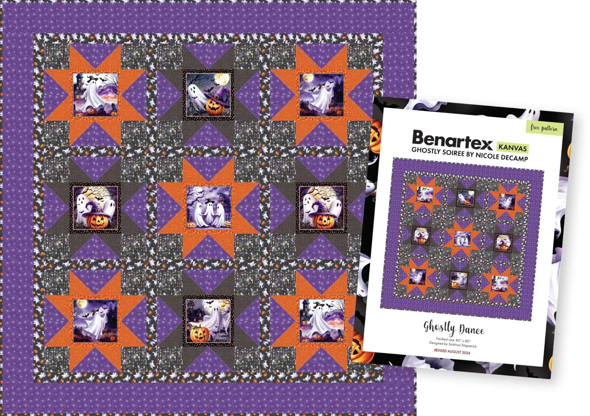 Ghostly Dance Quilt is a spooky-fun project designed by Nicole DeCamp that is being offered as a complimentary pattern for the Halloween Ghostly Soiree Fabric Collection from Benartex Designer Fabrics, available at ShopNZP.com Nancy Zieman Productions