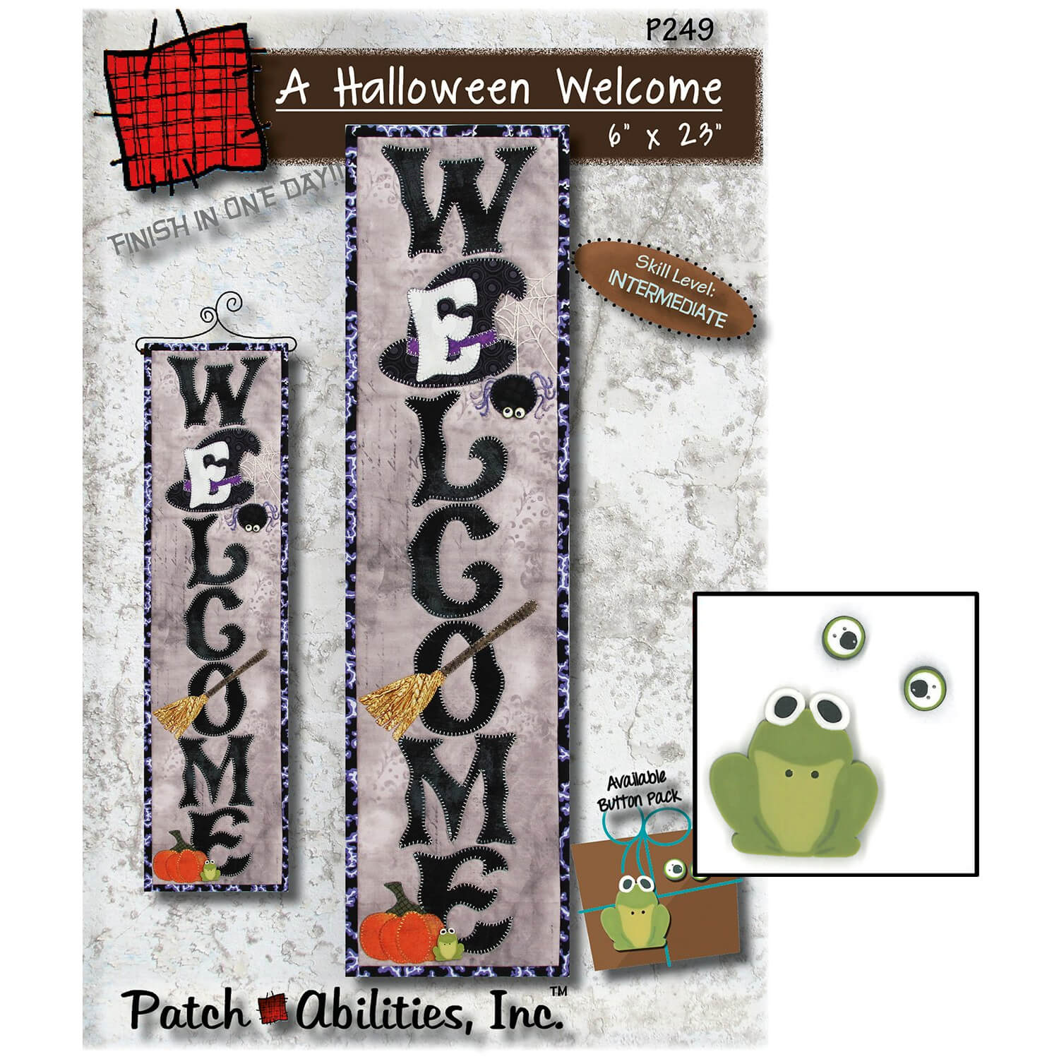 Patch Abilities A Halloween Welcome Wall Hanging Pattern and Button Set 671a7e3303bbf