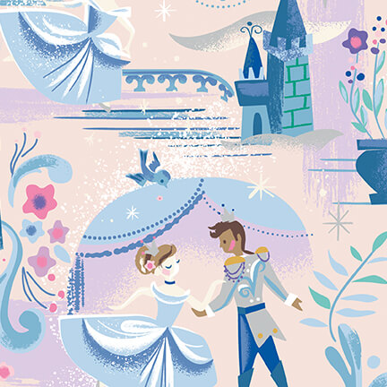 SC18070 BALLERINA 01 Cinderellas Fairytale Wishes The Ball Ballerina Pink Sparkle Fabric by the Yard