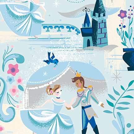 SC18070 POWDER 01 Cinderellas Fairytale Wishes The Ball Powder Blue Sparkle Fabric by the Yard