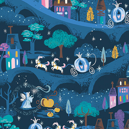 SC18072 BLUEBERRY 01 Cinderellas Fairytale Wishes Moonlight Blueberry Sparkle Fabric by the Yard