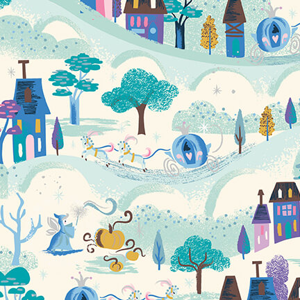 SC18072 VINTAGEWHITE 01 Cinderellas Fairytale Wishes Moonlight Vintage White Sparkle Fabric by the Yard